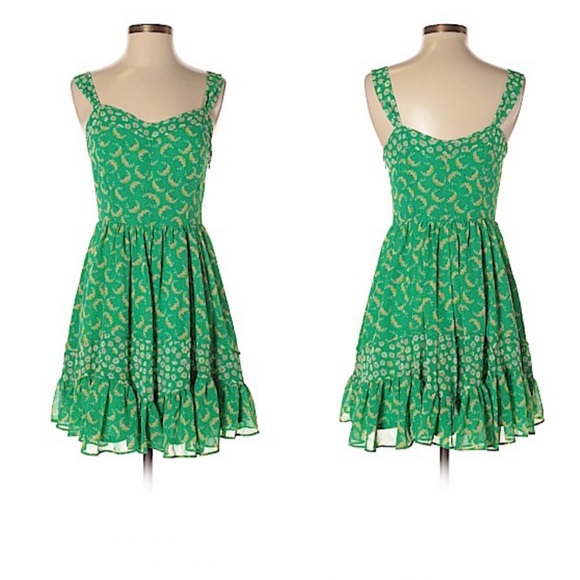 LC Lauren Conrad Green Floral Ruffle Dress - Picture 2 of 8